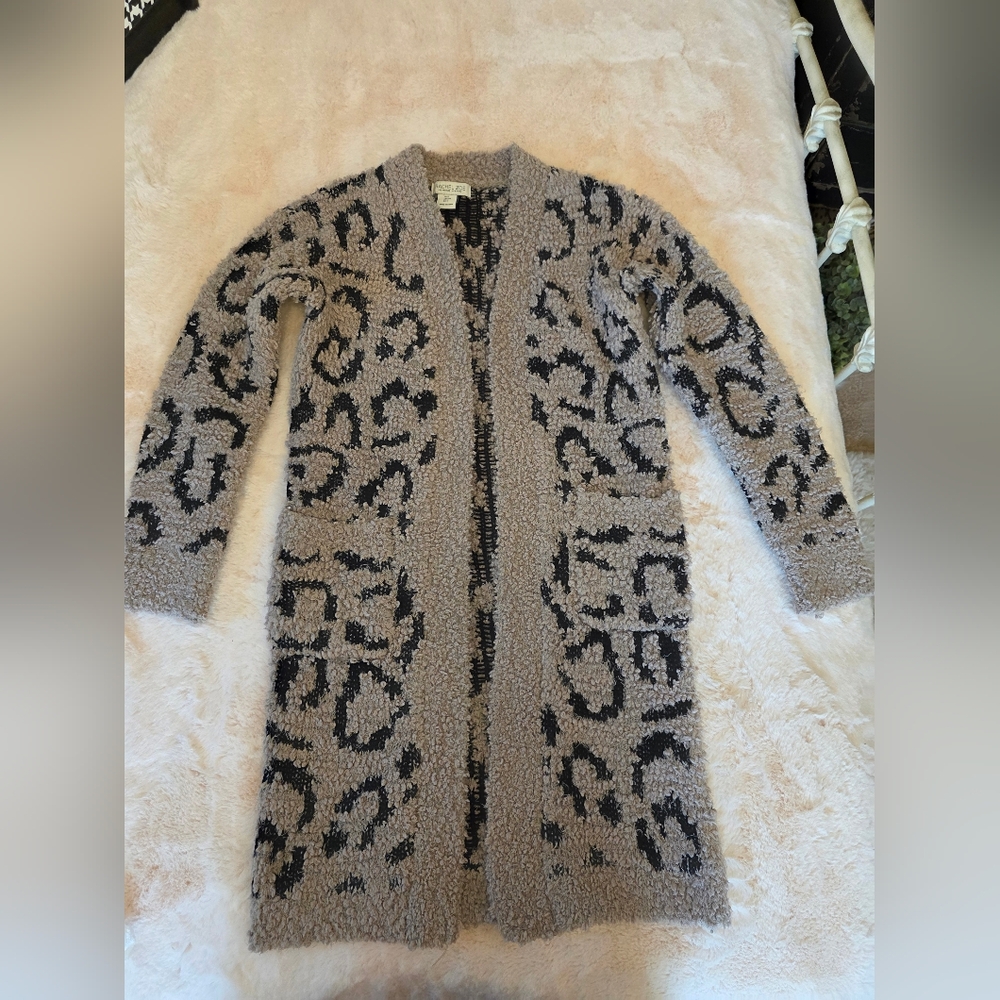 Rachel Zoe Leopard Print Open Front Cardigan Sweater